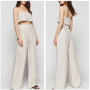 NWT Reformation Cleo Linen Two Piece Set - Oatmeal